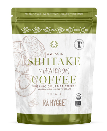 BIO Kawa z Shiitake Ra Hygge drobno mielona do espresso - ekologiczna, niskokwasowa z ekstraktem Shiitake (227g)